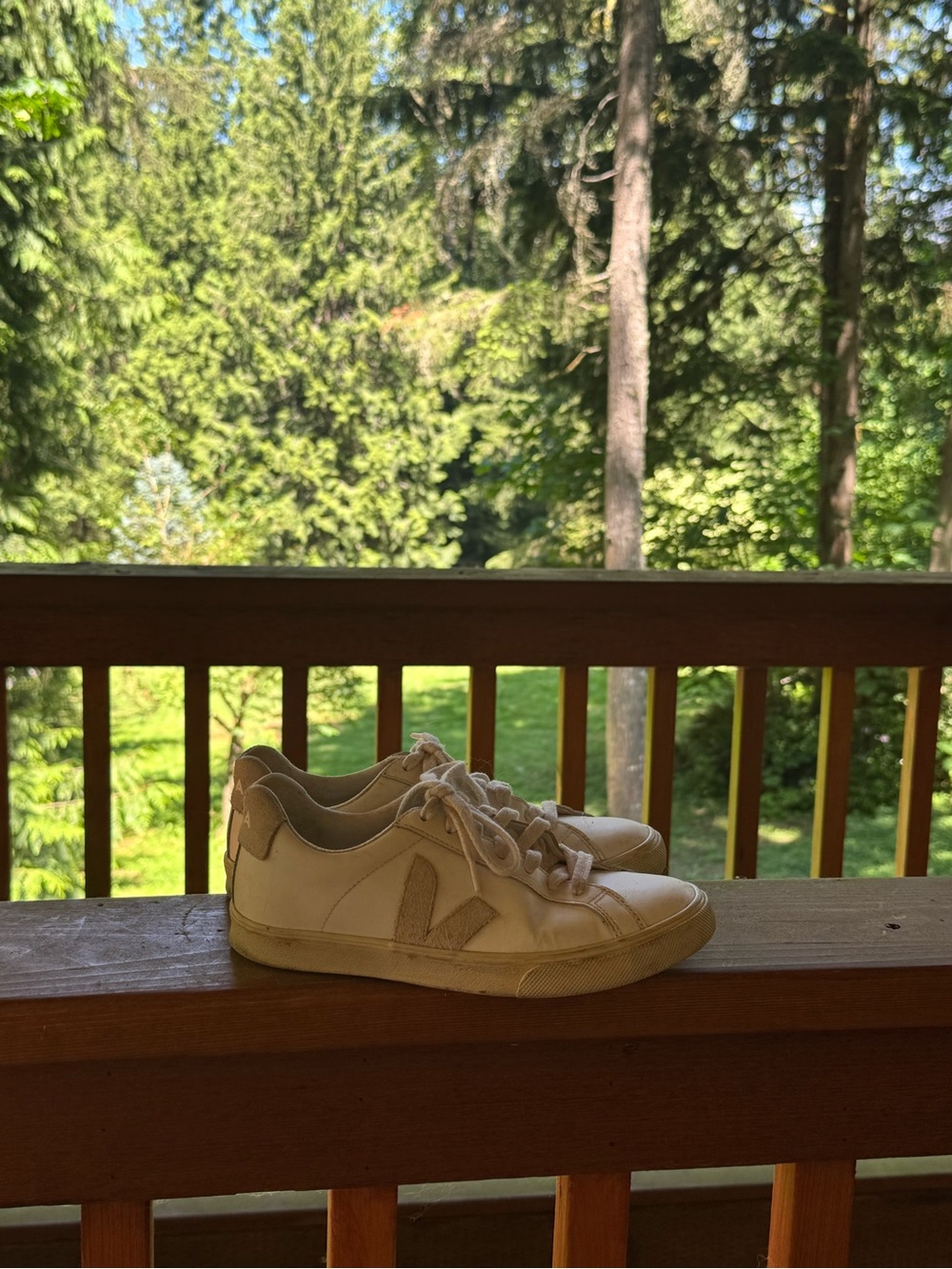 Veja Off-White Leather Sneakers with Tan Accents